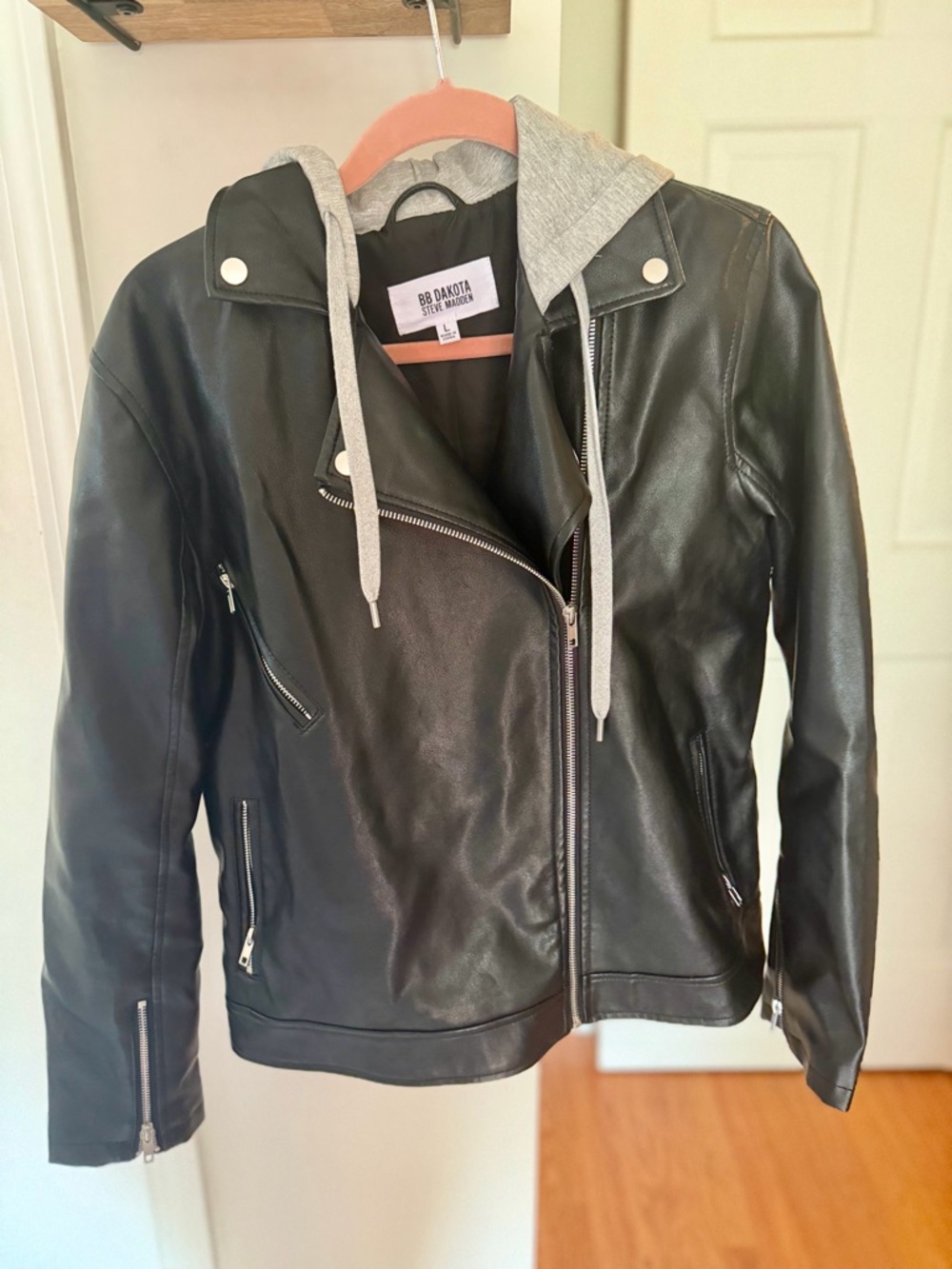 BB Dakota by Steve Madden 
Biker Boo Mixed Media Faux Leather Jacket